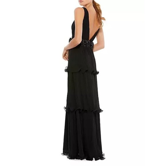 Mac Duggal 49281 Black Tiered Formal Pleated Evening Gown Dress Size 2 NWT - Picture 3 of 8